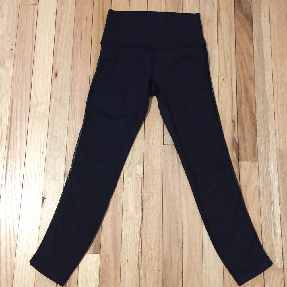 3/$25 Lululemon black leggings with netted paneling